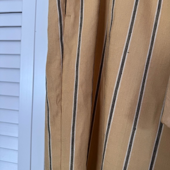 J. Jill Emilie Wide Leg Linen Stretch Cropped Pant Stripe Yellow Ochre Size 2X - Picture 5 of 8